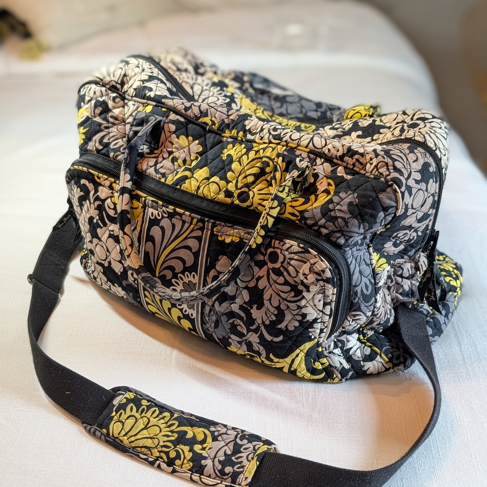 Vera Bradley Black and Yellow Floral Quilted Bag